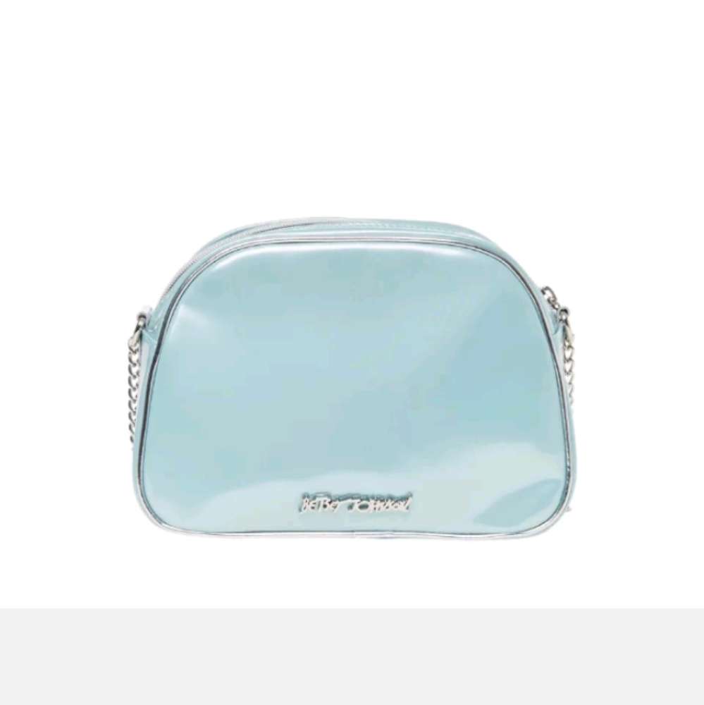 New! BETSEY JOHNSON Blue Silver Vintage Radio Waves Crossbody Shoulder Bag Purse - Picture 2 of 15